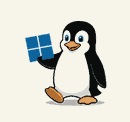 Tux держит флаг Windows